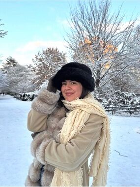 Vintage Black Faux Fur Hat